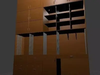 Furniture  big cupboard with shelves 2 Free low-poly 3D model