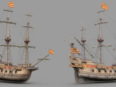 This 3D Galleon includes a fully detailed interior 02 3D model