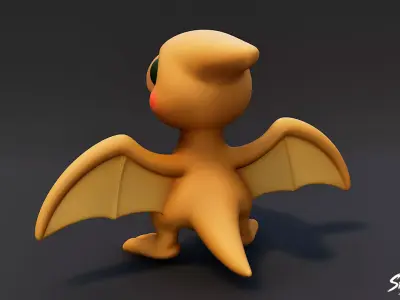 Cartoon Plush Pteranodon Low-poly 3D model