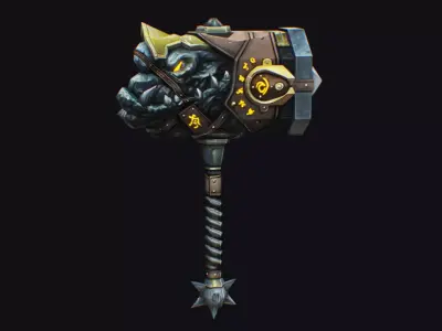 Hammer Mace Maul Bludgeon Mallet Breaker Sledgehammer Melee  Low-poly 3D model