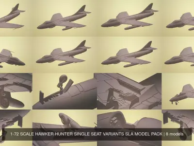 1-72 SCALE HAWKER HUNTER SINGLE SEAT VARIANTS SLA MODEL PACK 3D Model Collection