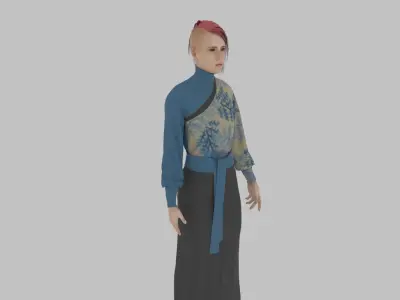 woman in asian clothes Low-poly 3D model