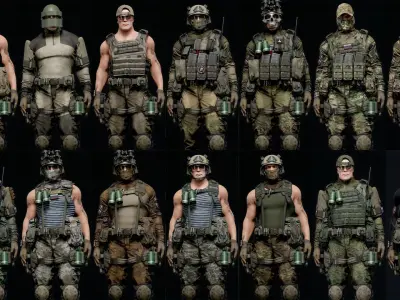 MODULAR RUSSION-SOLDIER PACK Low-poly 3D model