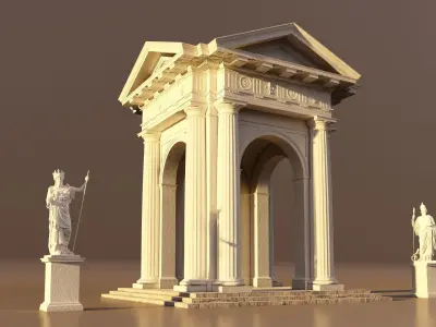 Arch gazebo portico Doric column 3D model