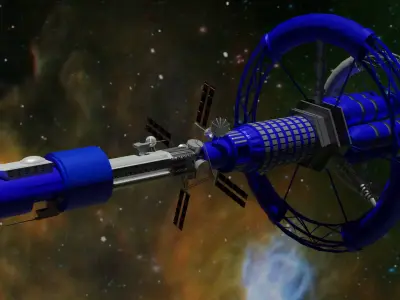 Spacecraft spaceship in space Low-poly 3D model get