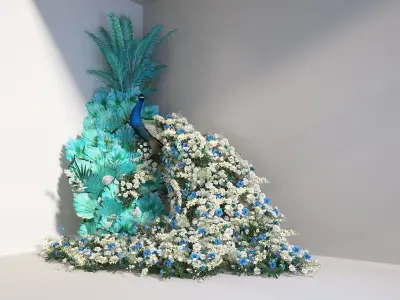 peacock Floral art 3D model