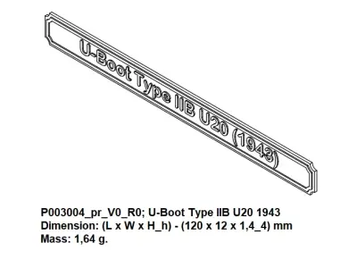 Nameplate - U-Boot Type IIB U20 1943 3D print model