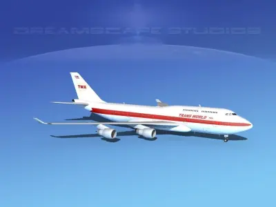 Boeing 747-400 TWA 3 3D model