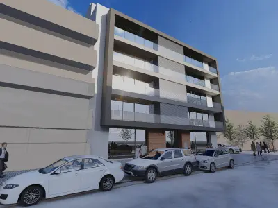 6 Floor Multifamily Mixed Use Building SketchUp and Lumion Model 3D model