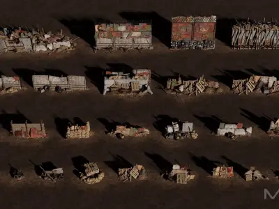 Barricades Pack Low-poly 3D model