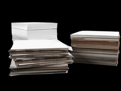 Office paper set Low-poly 3D model