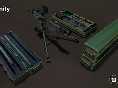Missile launcher scene Low-poly 3D model