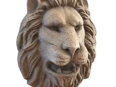 S00065 Lion head bas-relief 3D model