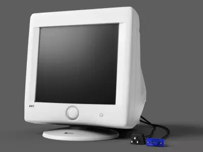 Historic Desktop PC Monitor - Lowpoly GameAsset Low-poly 3D model