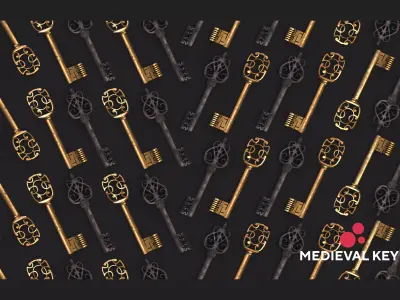 Medieval Keys Set 03 AR low-poly 3D model Low-poly 3D model