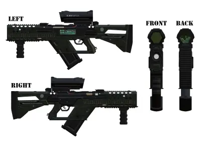 Assault Riffle Concept Low-poly 3D model
