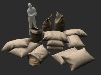 Military Sand Bags Assets 02 Low-poly 3D model
