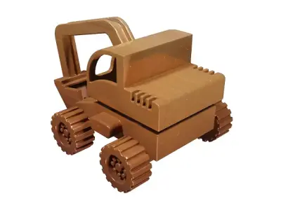 Wooden Bulldozer Toy 3D model