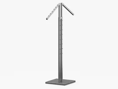 Clothing 2 Way Rack 02 Metal Black and White 3D model