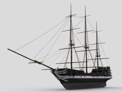 Sailing ship Low-poly 3D model