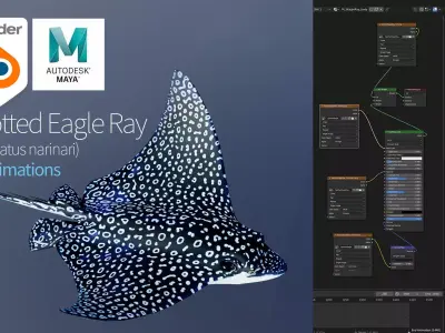 Spotted Eagle Ray Low-poly 3D model