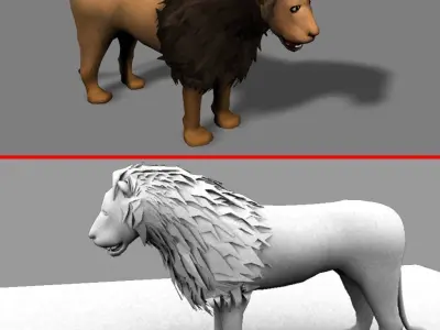 Lion 3d Lowpoly model Low-poly 3D model