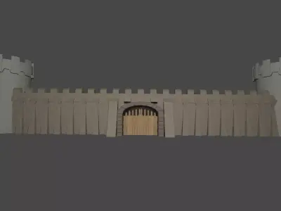 castle Wall Low-poly 3D model
