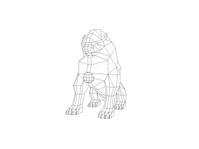 Chinese guardian lion Low-poly 3D model