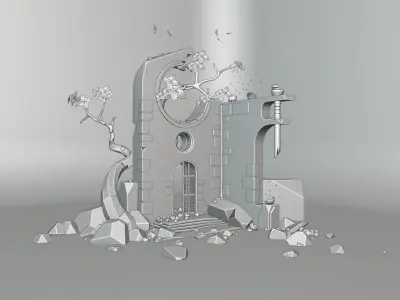 Tree Ruins Stylized 3D model