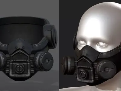 Gas mask helmet 3d safety isolated Black  Low-poly 3D model