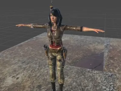 Female Warrior Low-poly 3D model