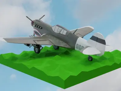 Curtis P40 Lopoly Aircraft Low-poly 3D model