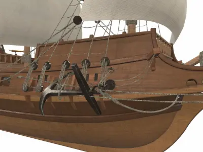 Sea sailing ship Golden Hind 3D model