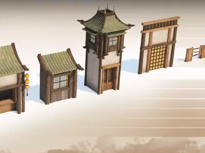 JAPANESE TRADITIONAL ARCHITECTURE PACK -STYLIZED- Low-poly 3D model