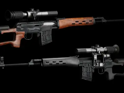 GAME READY DRAGUNOV SVD RIFLE PBR RIGGED Low-poly 3D model