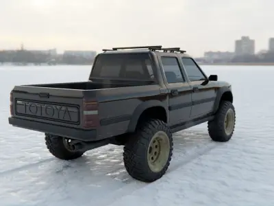 Totoya 4x4 Offroad Pick-up Car Vehicle Game Ready SUV Low Poly Free low-poly 3D model