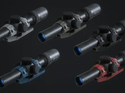 Sniper Scope Burris M-Tac 1-4X24  Low-poly 3D model