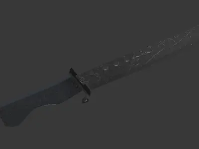 JAPANESE LOWPOLY DAMAGED KNIFE Low-poly 3D model
