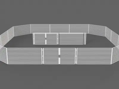 PBR Gate and Fence 4 Low-poly 3D model