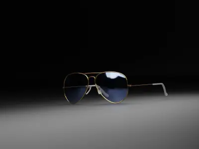 RayBan Aviator Gold sunglasses 3D model