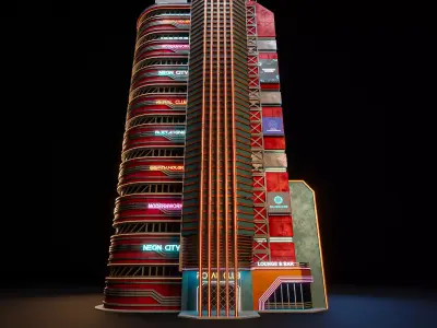 SCIFI CYBERPUNK FUTURISTIC NEON SKYSCRAPER 09 Low-poly 3D model
