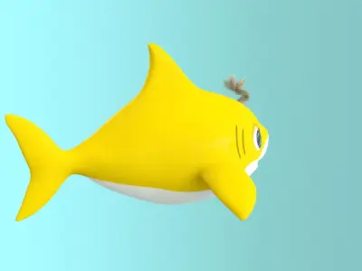 baby shark cartoon character Low-poly 3D model
