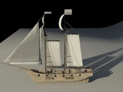 Topsail schooner ship roblox Low-poly 3D model