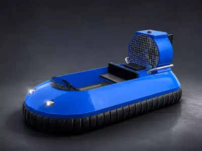 Blue Hovercraft Vehicle Low-poly 3D model