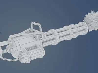 Low-poly minigun for games Low-poly 3D model