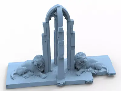 Narnian stone Aslan temple 3D model