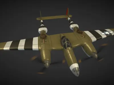 Lockheed P-38 Lightning Low-poly 3D model