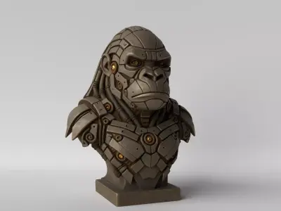 Cyber Gorilla  Futuristic Mecha Gorilla Bust 3D print model