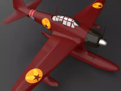 Biplane vietnam war fighter plane 3D model