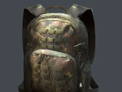 Backpack military combat Black baggage bag luggage Low-poly 3D model